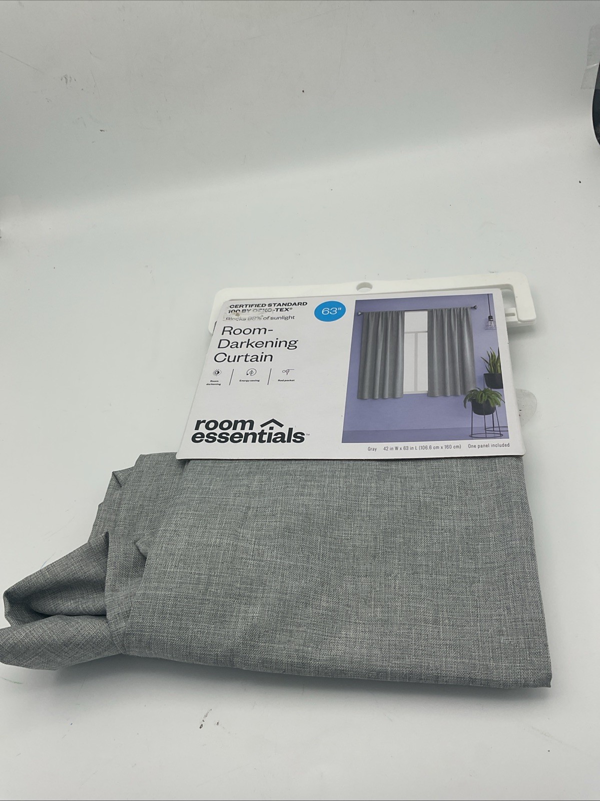 Room Essentials Room Darkening Curtain 63” Gray