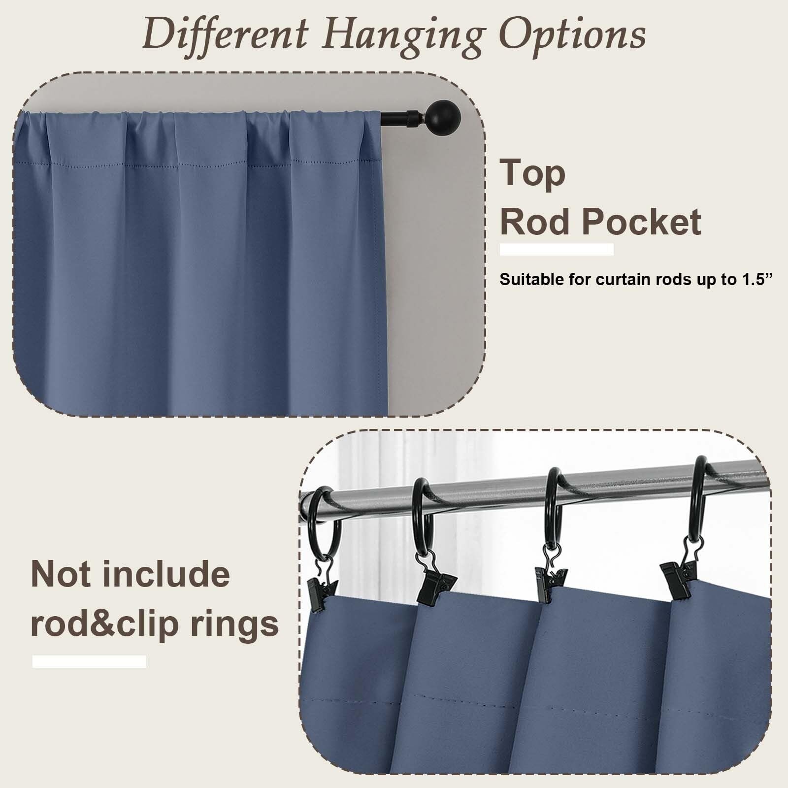 Denim Blue Blackout Curtains for Living Room 72 inches Long, Noise Reducing R…