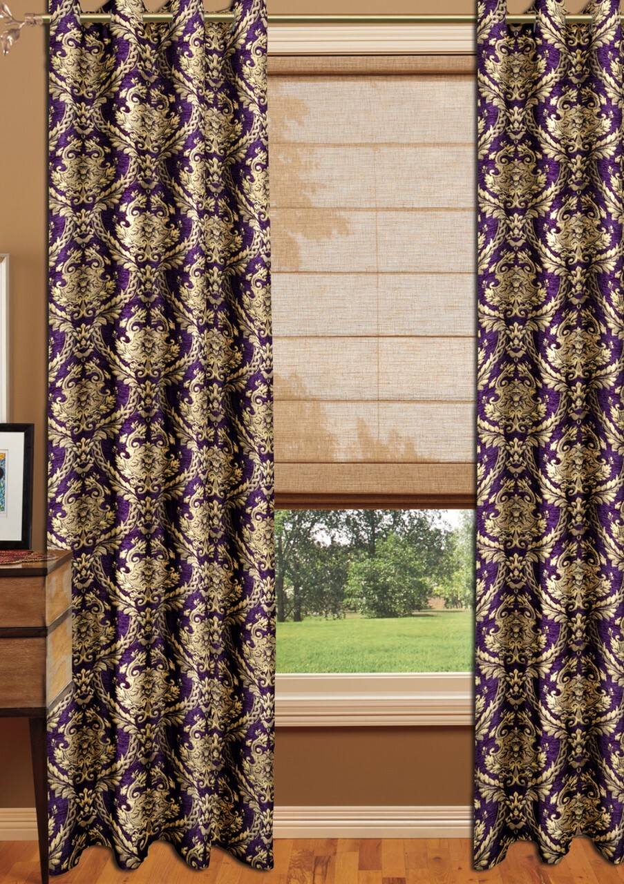 Chenille Drapery Panel – Purple- Rayon/Polyester- 60″ Inches W x 96″ H-J2