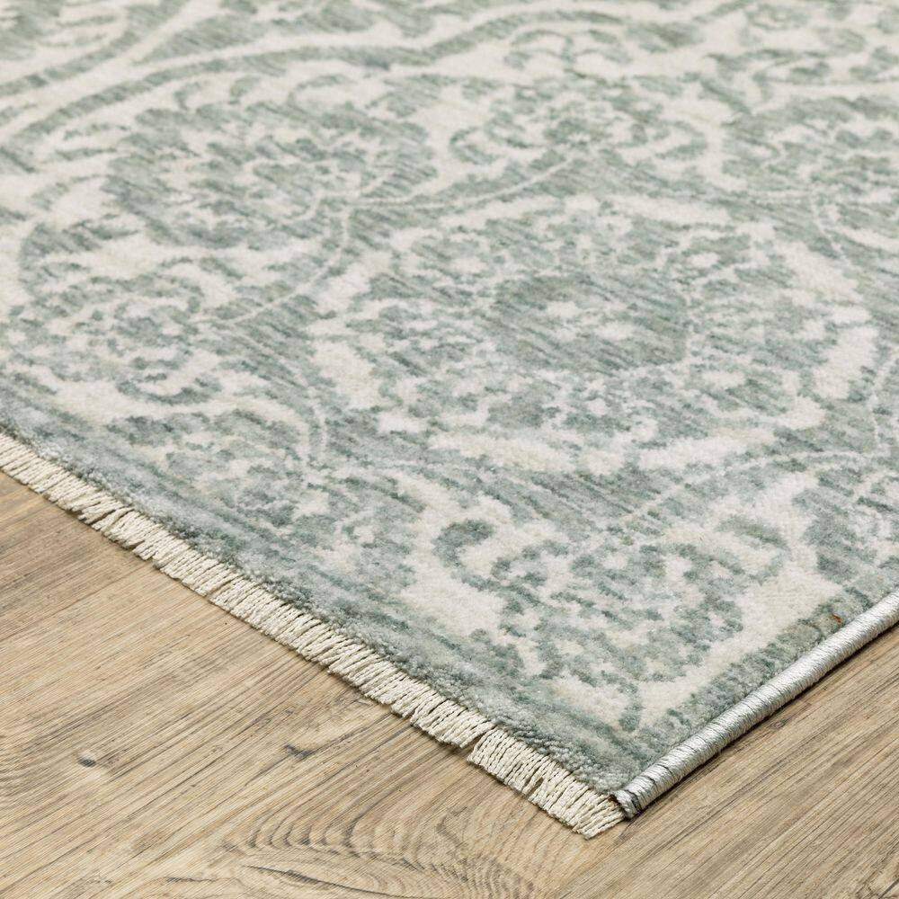 Eclipse Green/Ivory 2 Ft. X 8 Ft. Global-Inspired Floral Medallion Polyester Fri