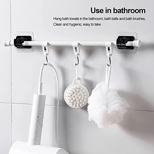Curtain Rod Brackets No Drilling, 8 PCS Self Adhesive Curtain Rod 8 PCS Black