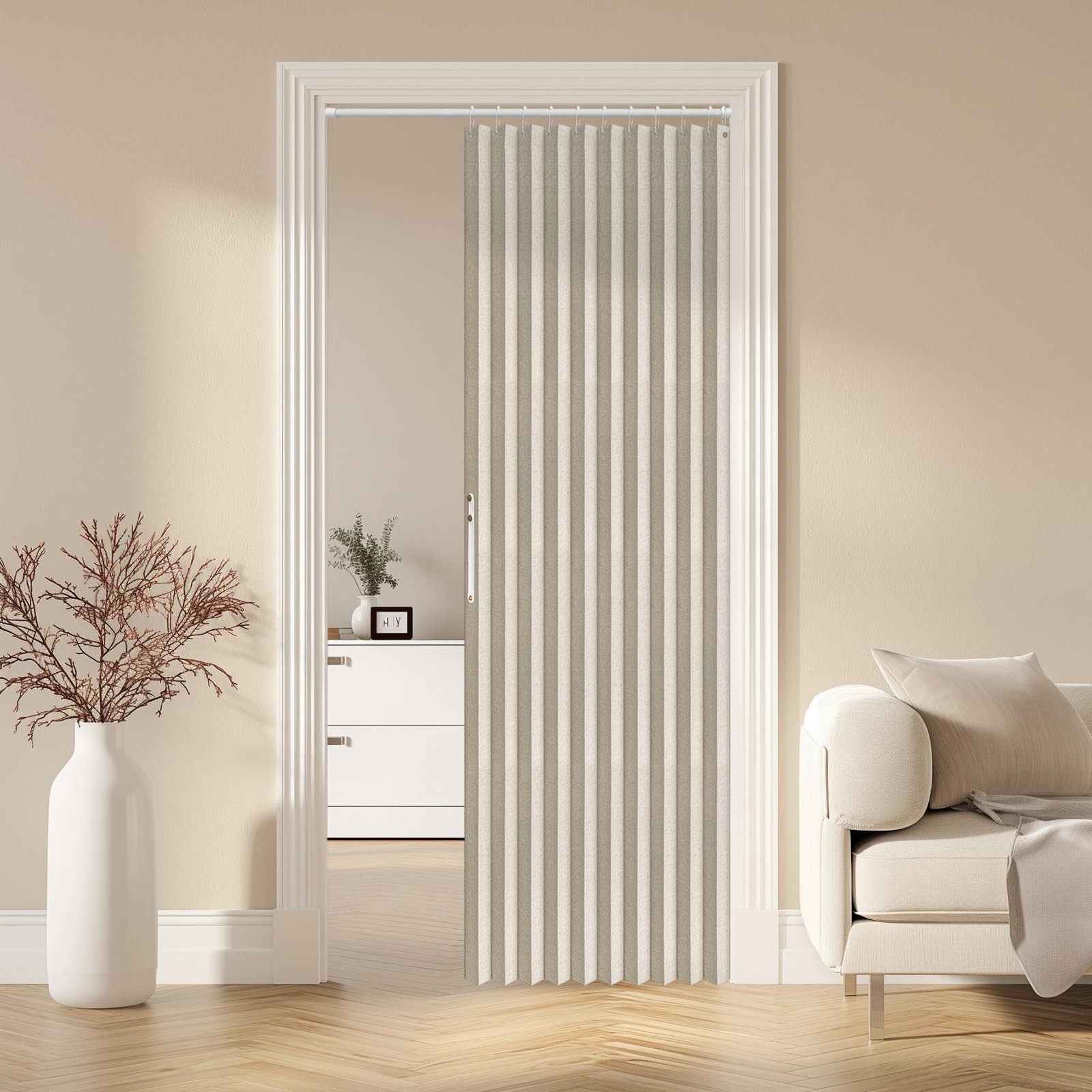 100% Blackout Magnetic Door Curtain Accordion Doors Interior Folding Closet D…