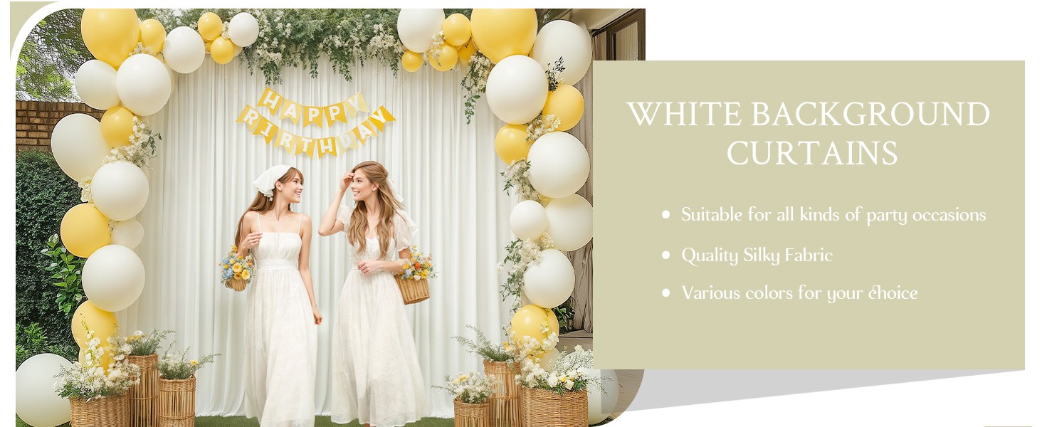 8 Panels Ivory Backdrop Curtain for Wedding Parties Wrinkle Ivory Photo Curtains