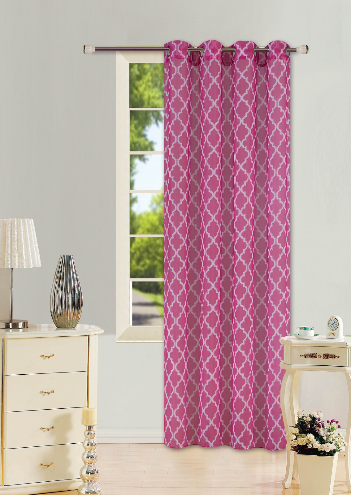 1 PC GEOMETRIC PRINTED GROMMET VOILE SHEER PANEL WINDOW CURTAIN TREATMENT #S38