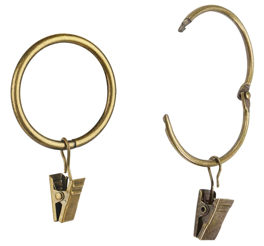 40 Pcs Openable Curtain Clips with Rings Antique Brass 1Inch Strong Metal Dec…