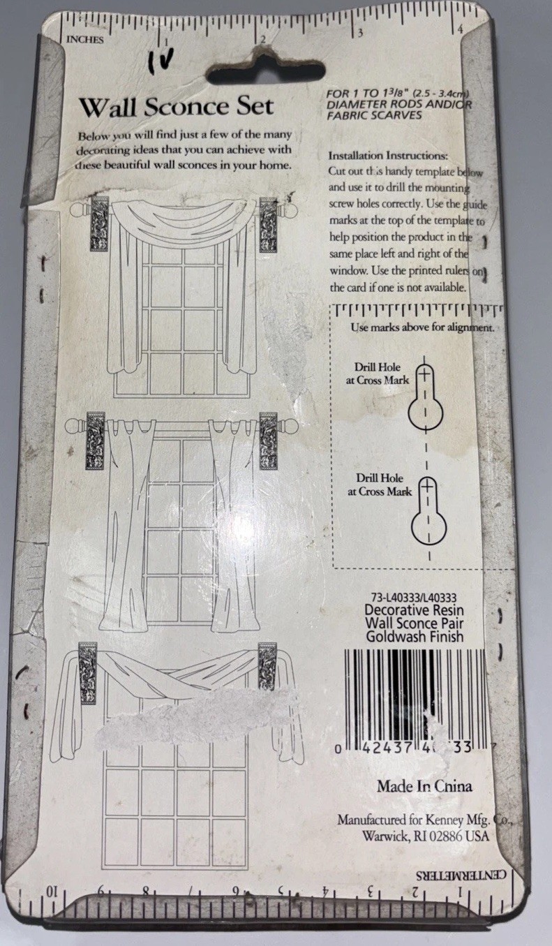 SET 2 Wall Drapery Sconce Corbels Curtain Rod Swag Holders Antiqued Gold 6×1.75”