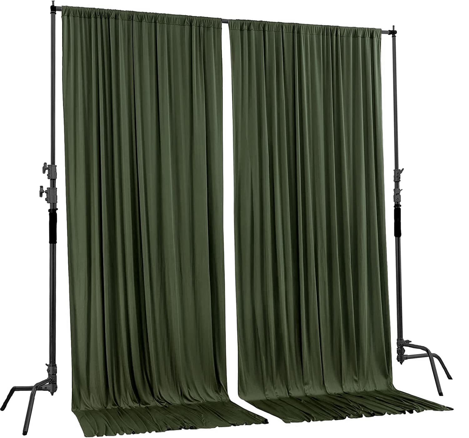 AK Trading Co. Backdrop Drapes 10 ft x 8 ft Olive Green Polyester Curtains