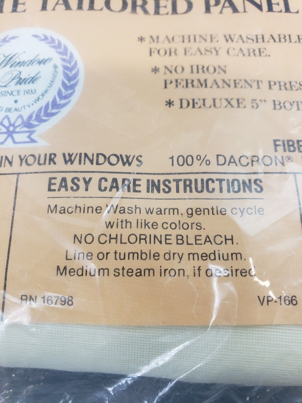 Dacron Batiste Tailored Window Panel 1 Extra Wide Panel Eggshell 84″x62″ NEW