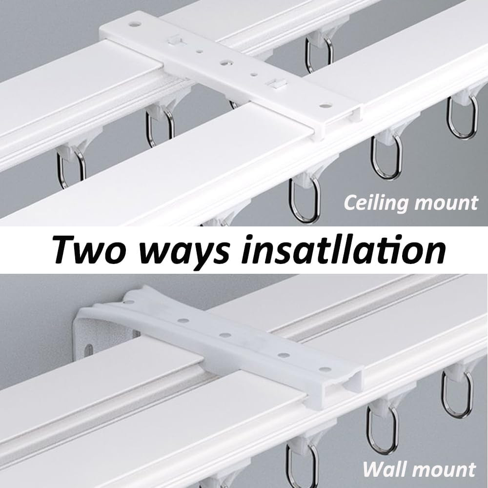 Double Curtain Track Wall Mount, Ceiling Conjoined Drop Curtain Rail, Heavy Duty