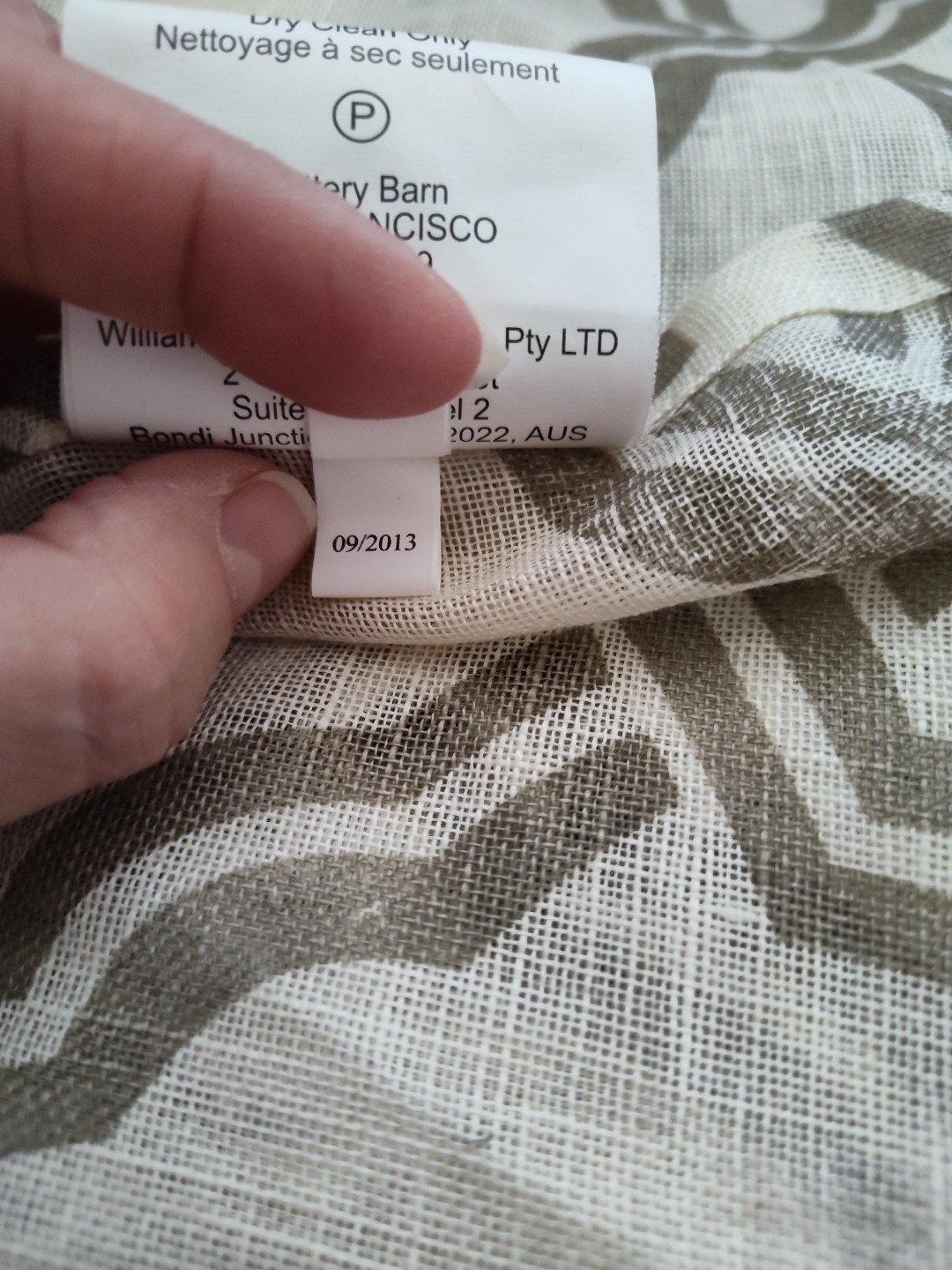 Pottery Barn Linen Sheer Curtain Panel Sage Gray 50 X 108″ “Kendra Trellis”