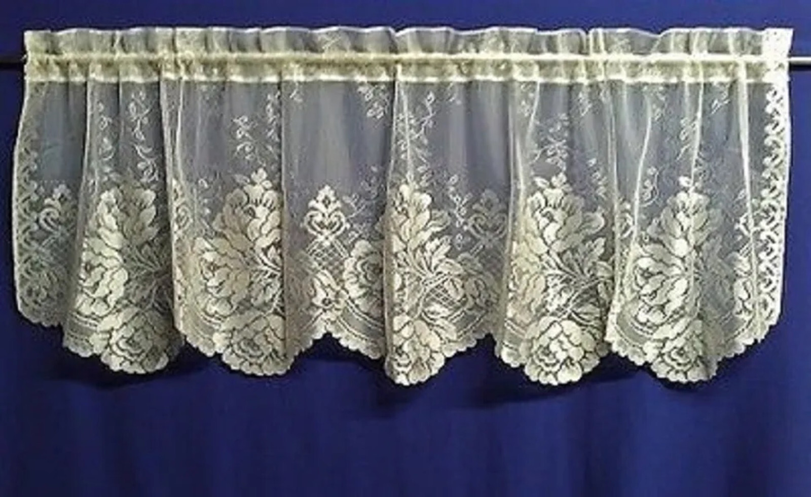 Lace Window Valance Ivory 60″ X 20.5″ Caprice Livingroom Diningroom Bedroom