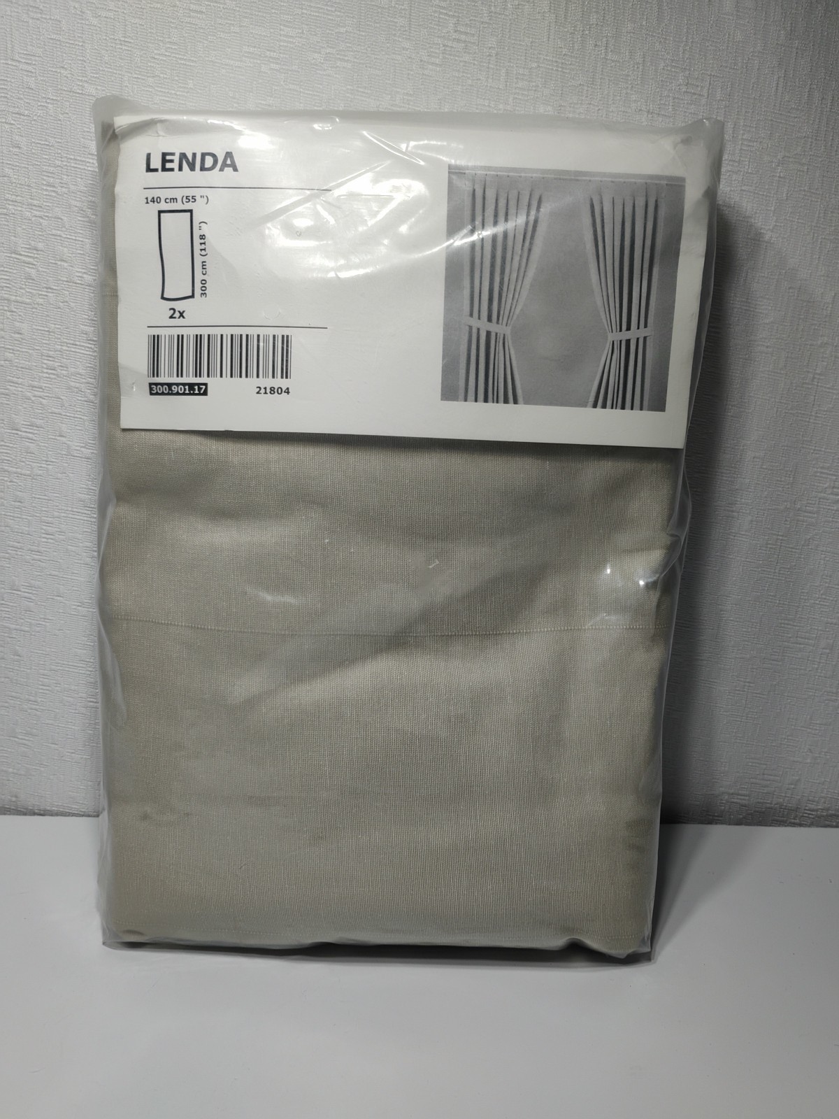 New Sealed Pair IKEA Beige LENDA Curtains 55×118″ Discontinued 300.901.17