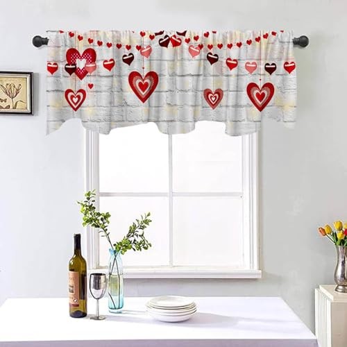 54×18 Inches Brick Wall Lamp String Valentine’s Day Window Treatment White