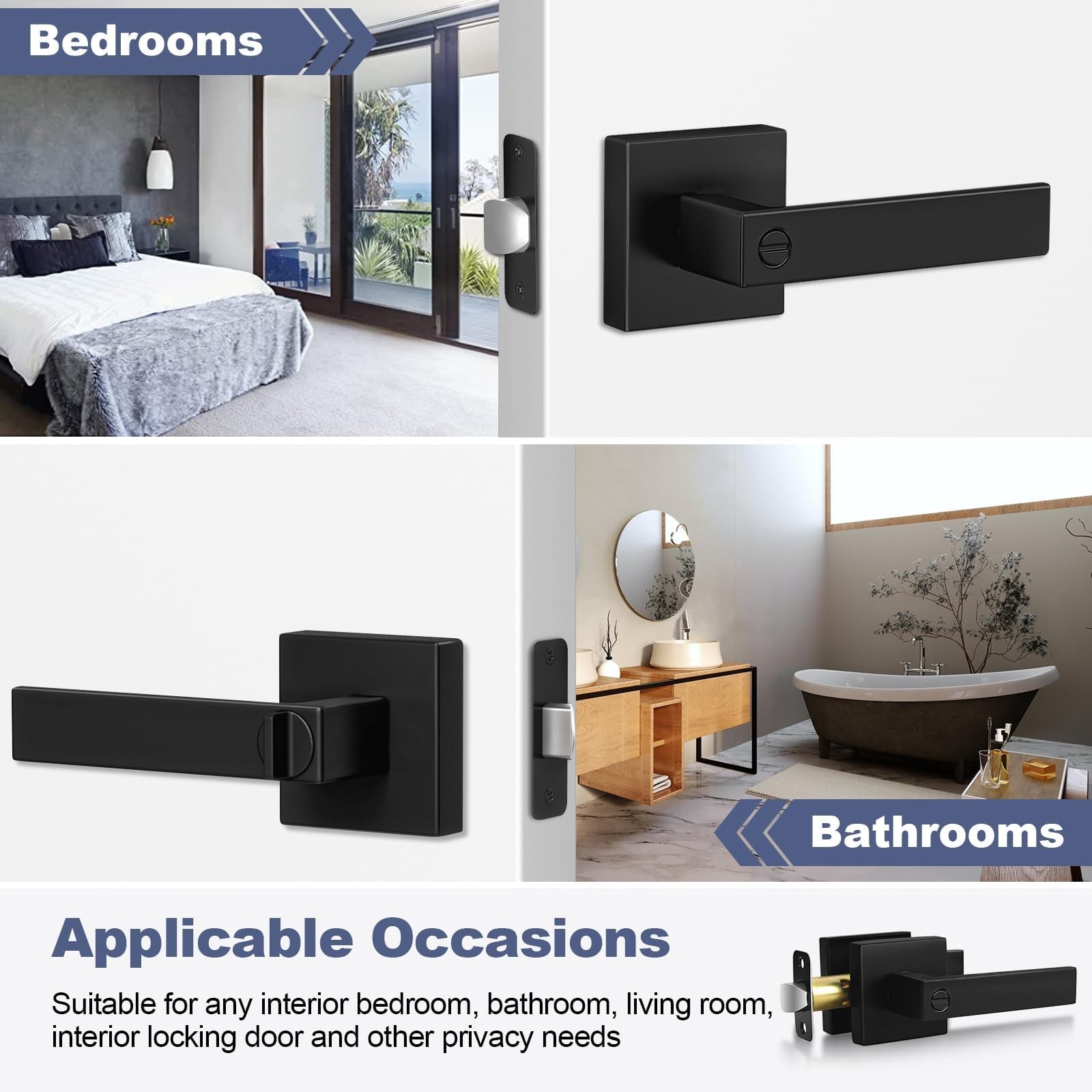 Estmoon 5 Pack Matte Black Door Handles Interior Door Knobs Home Improvement