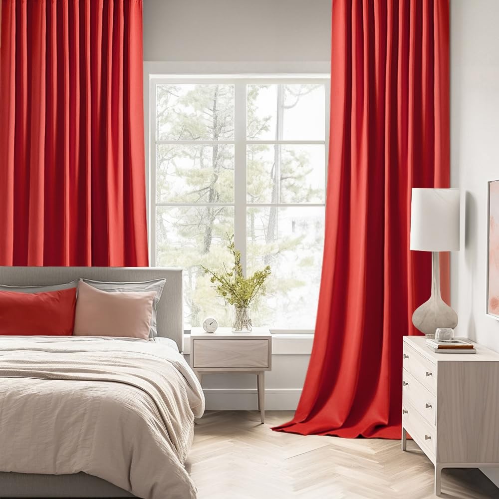 MIULEE 102″ Red Blackout Curtains 2 Panels Set Thermal Insulated Drapes