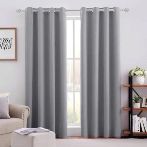 Homeideas 100% Pure White Chenille light grey Drapes 2 Panels Set 52 X 84