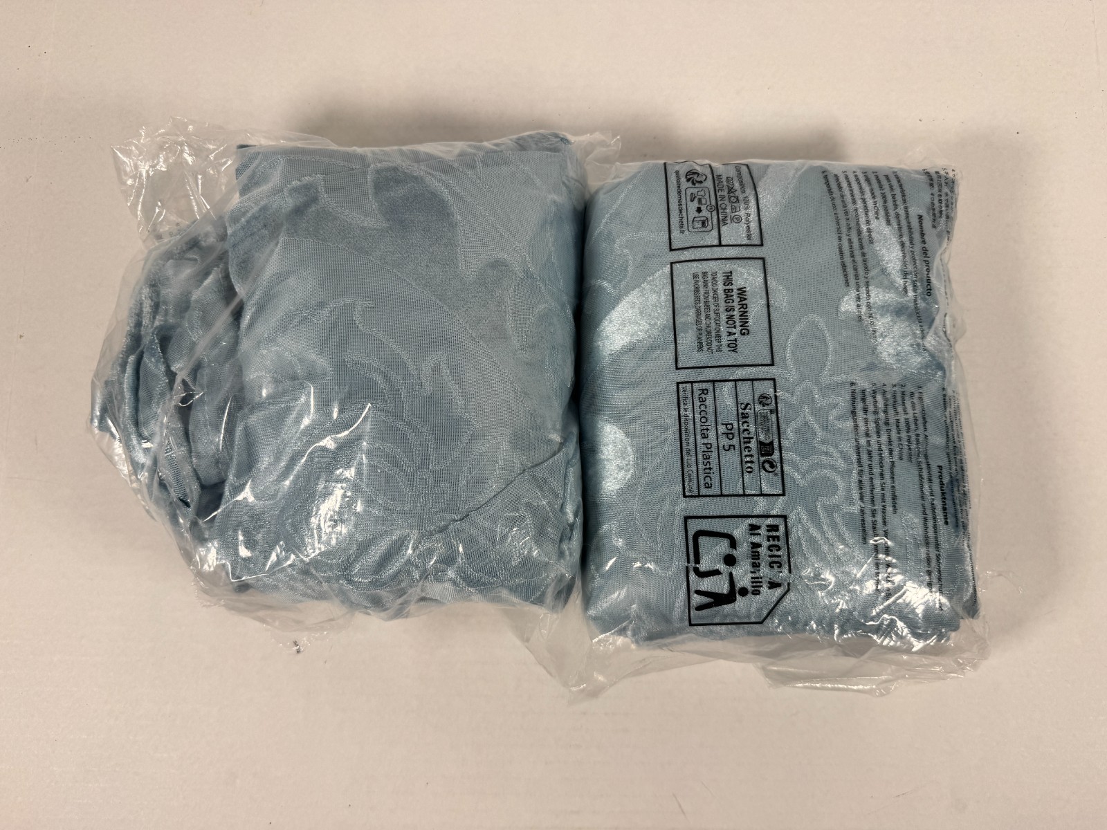 Light Blue Damask Pattern Cutrains, 2 Pack, 102″L x 54″W 100% Polyester