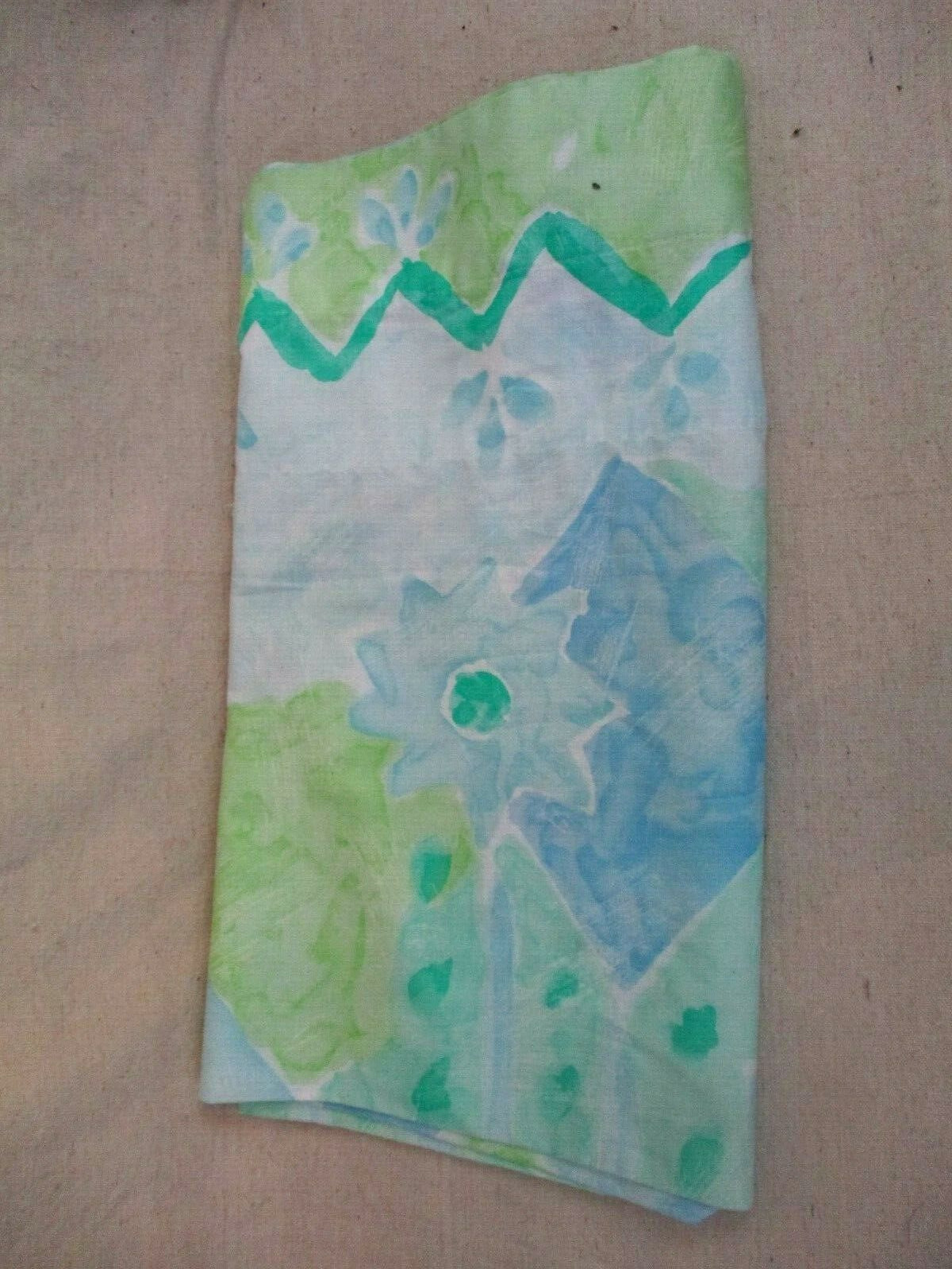 Vtg Revman Window Valance Blue Green Floral Watercolor 17″ H x 34″ L USA