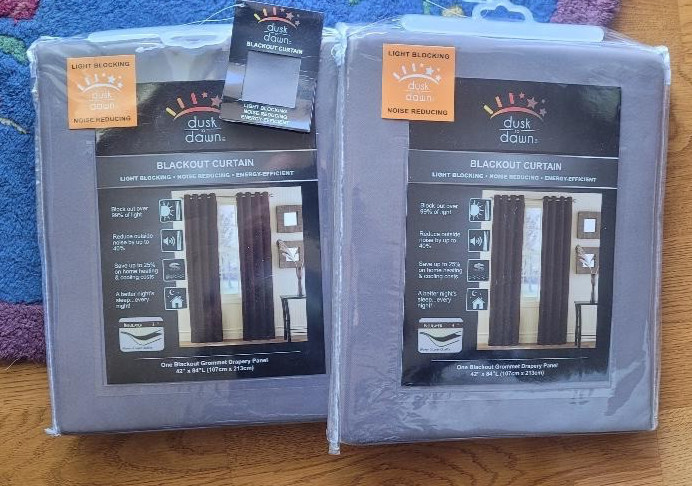 Dusk to Dawn 42X84″L — SET OF (2) Blackout Grommet Drapery Curtain–BRAND NEW