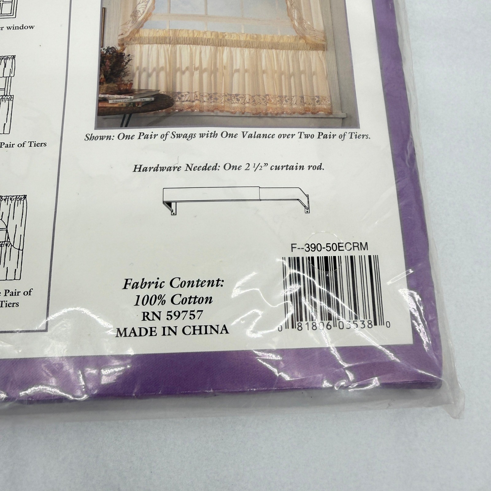 Verona Window Valance Ecru Crochet Lace Trim 100% Cotton Shabby Chic 60×14 NEW