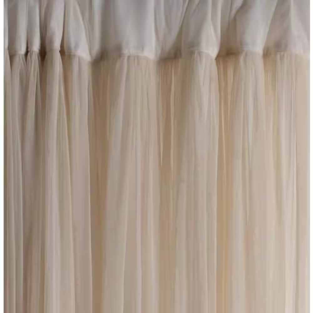 Whisper Ivory Polyester Net Solid 44 In. W X 96 In. L Gathered Rod Pocket Indoor