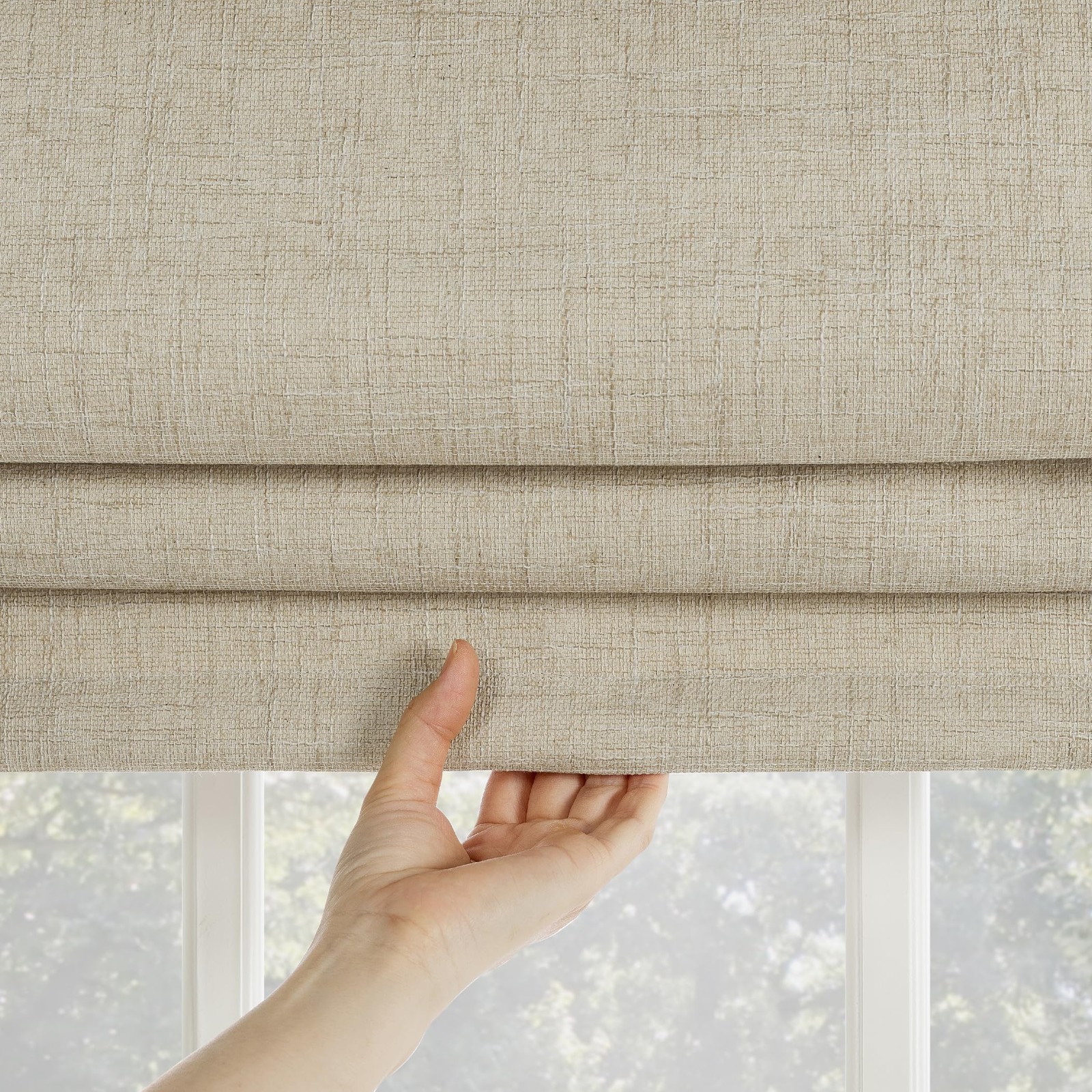 Seraphina Textured 100% Total Blackout Cordless Roman Shade Taupe 35″W x 64″H