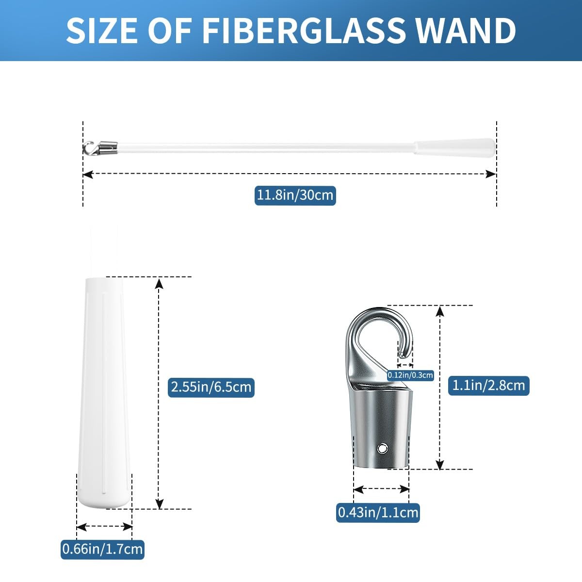 Quadafy 2 Pack 12 inch Blind Wand, Vertical Blinds One Size, 12 Inch