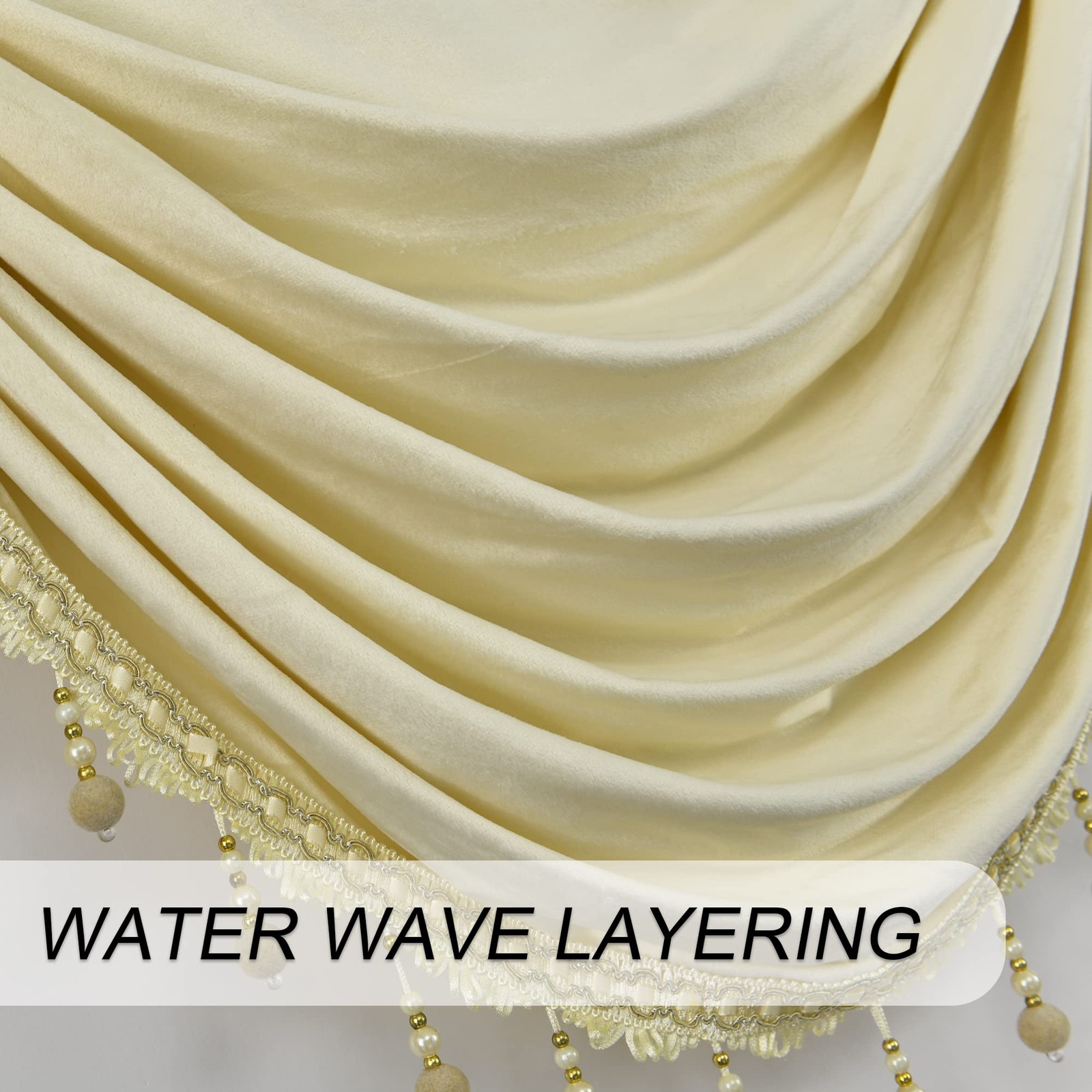 Beige Toppers Window Cutains for Living Room – Velvet Swag Waterfall Valance …