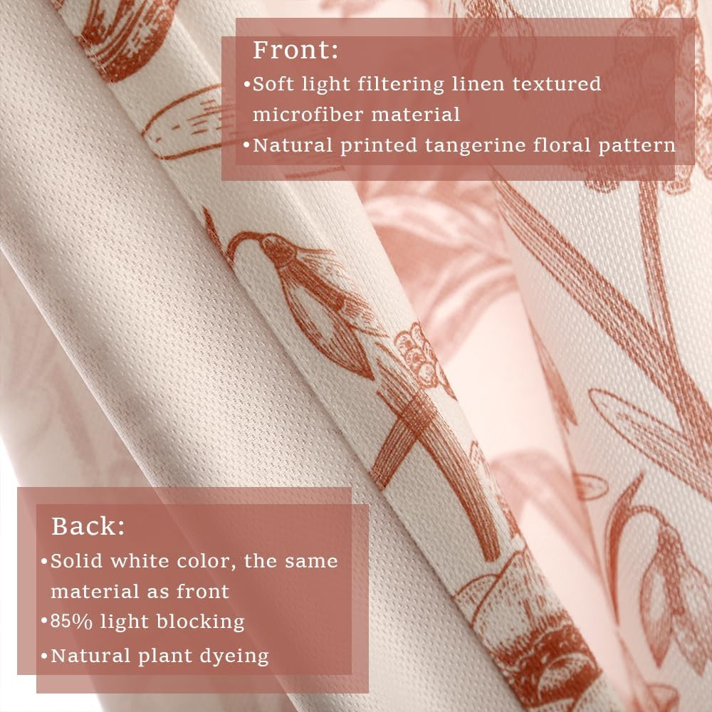 Blackout Curtains 2 Panels Poppy Floral 52″ W X 96″ L