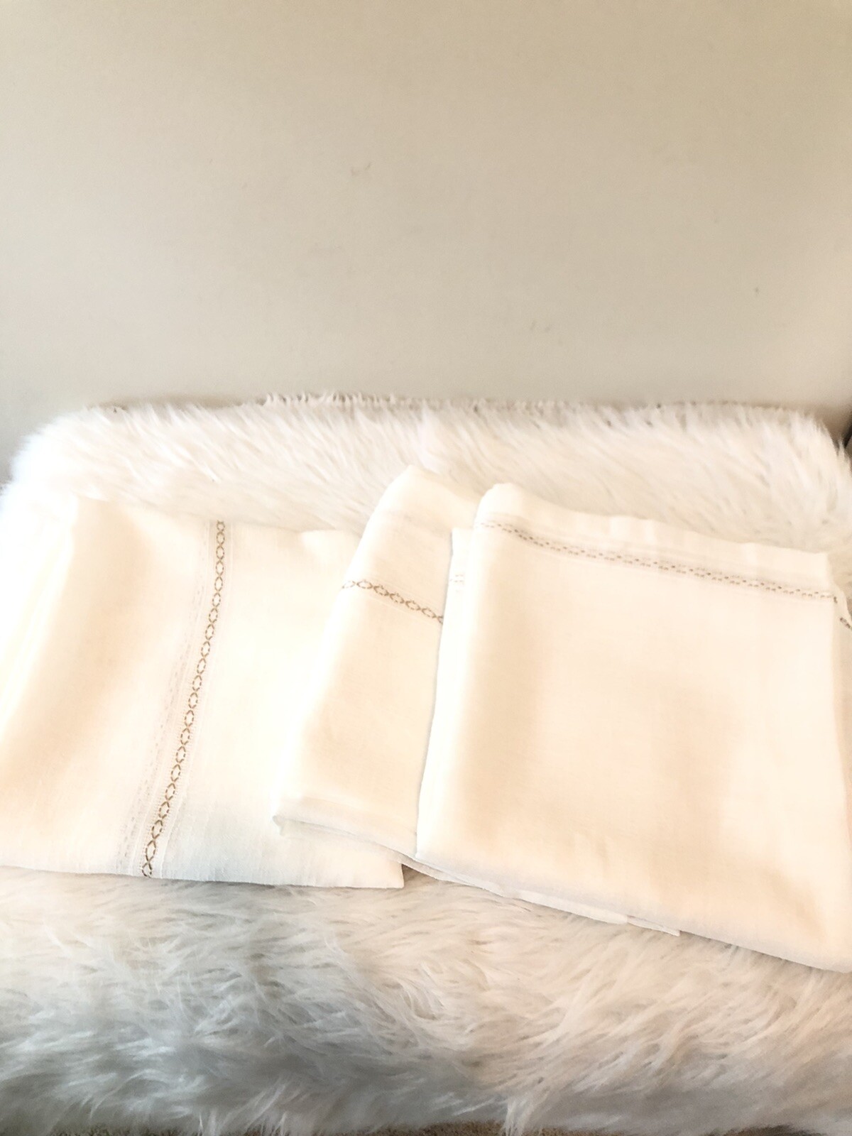 3 Bee & Willow Home Textured Herringbone Rod Pocket Back Tab Panel 51x95in Cream