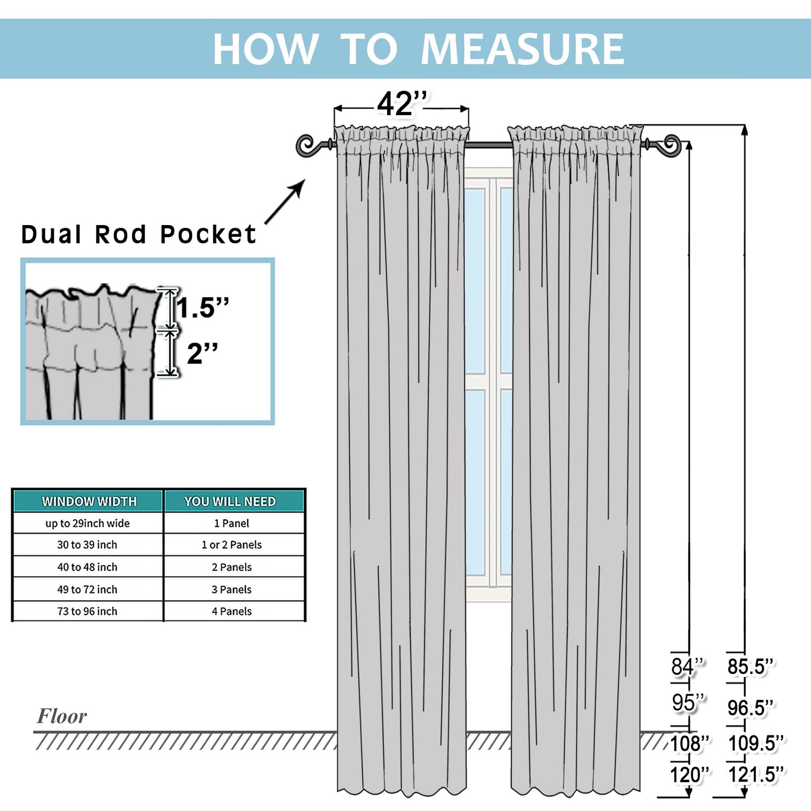 42×120 Inch Sheer Curtains, Lightweight Voile, Living Room, Ivory