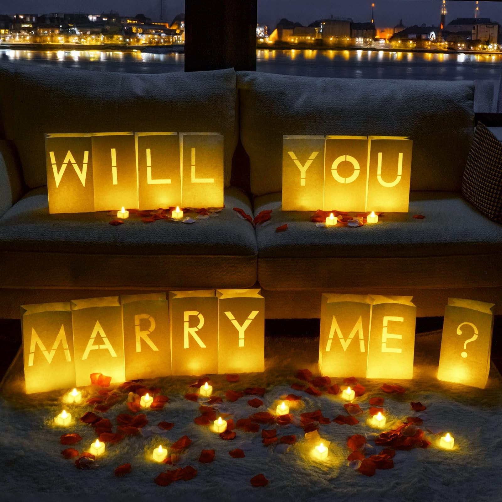 Will You Marry Me Light Up Letter Proposal Decor 2000 Rose Petal Luminary Bag