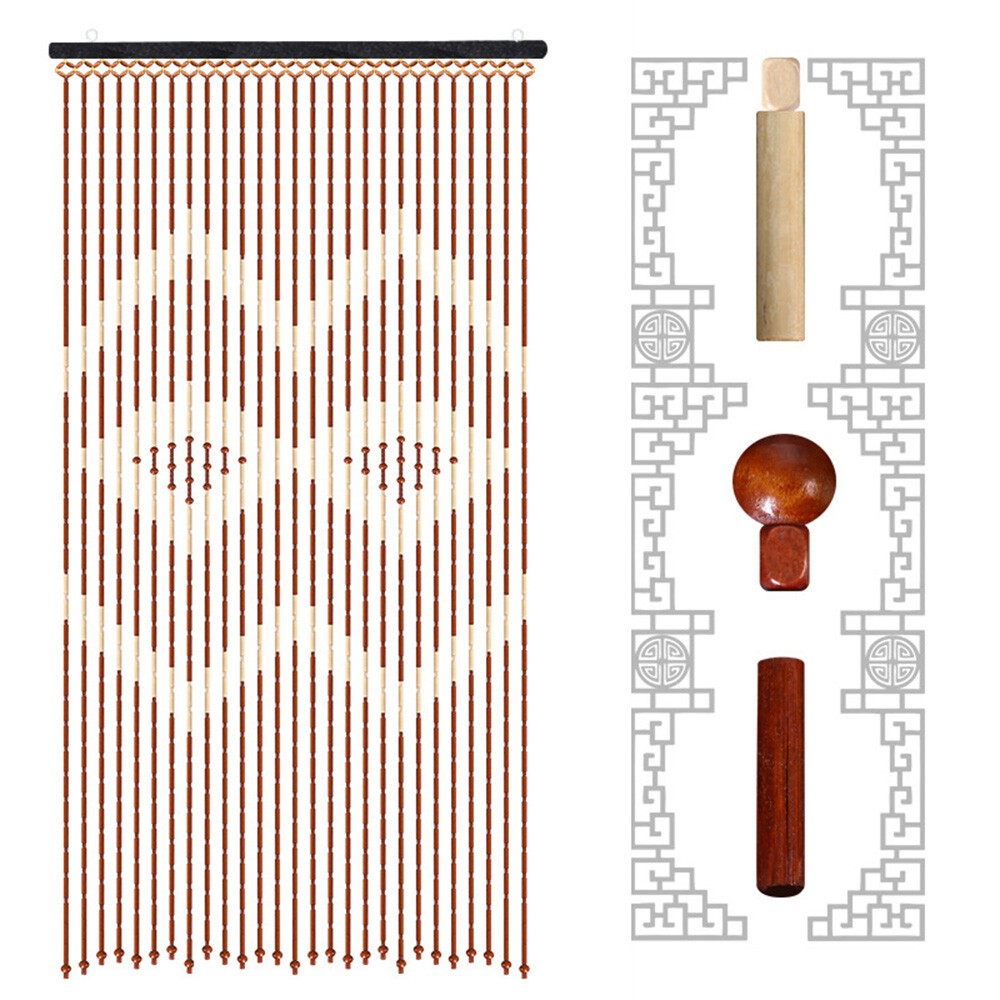 Wooden Bamboo Beaded Curtain 90*175Cm Room Divider Home Decor For US
