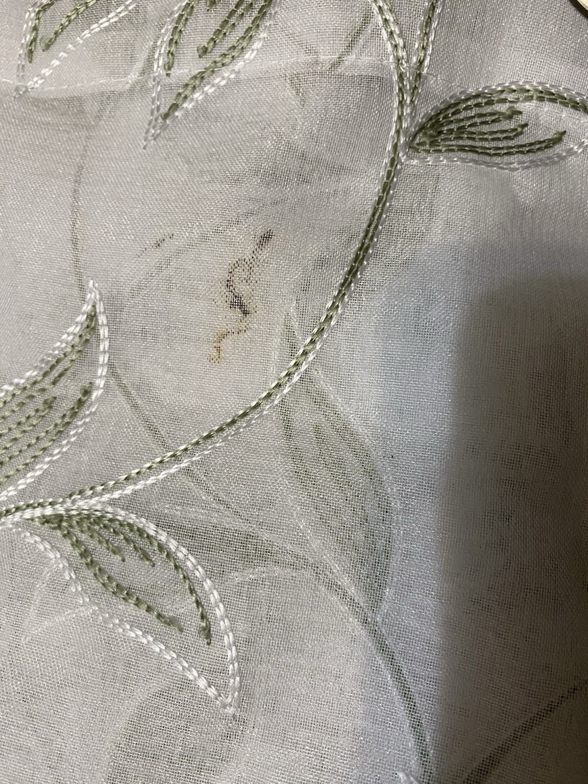 Jinchan Leaf Embroidered Sheer Curtains-4 Panels Included-READ 82’ X36’ Each