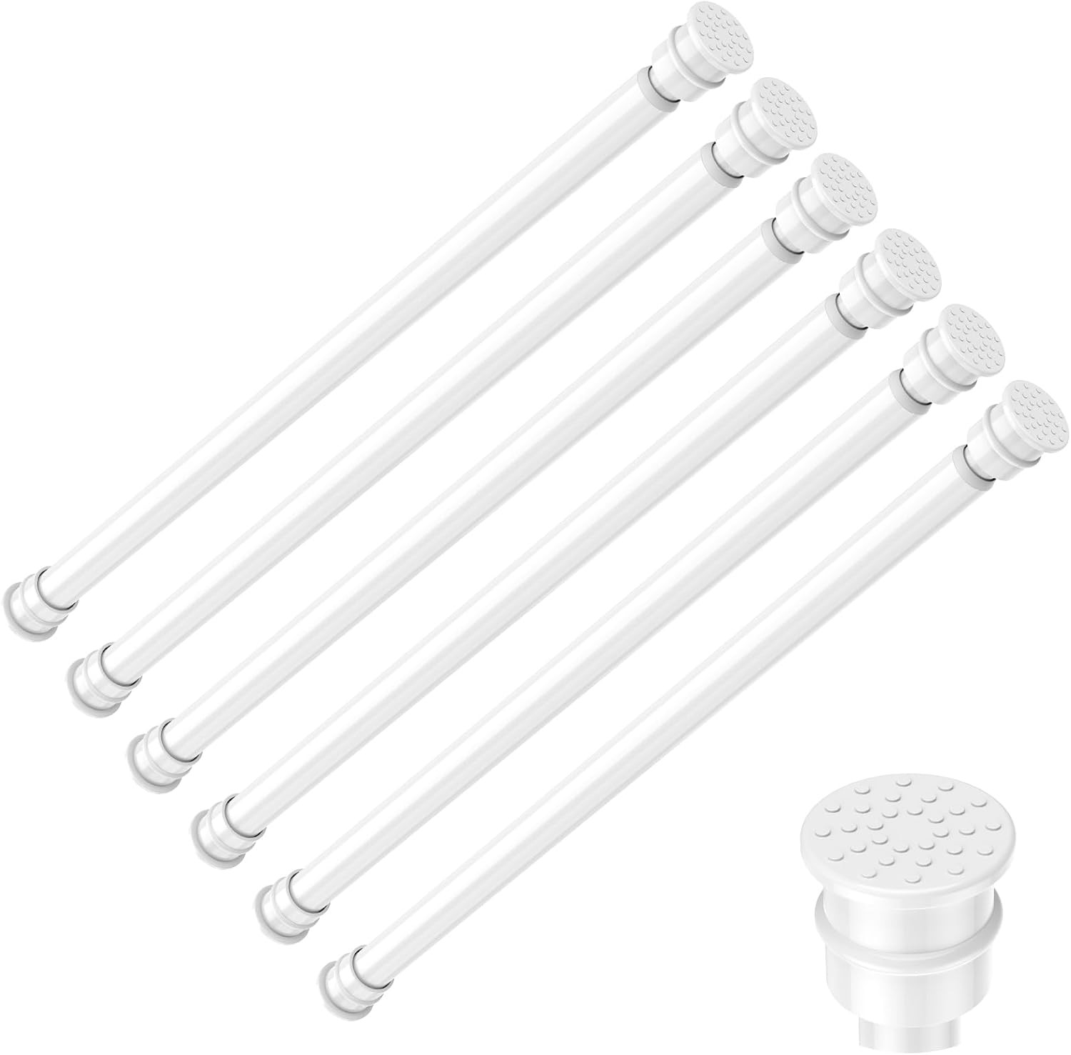 Tension Curtain Rod 26 to 48 Inch Adjustable Tension Rods 6 Pack Expandable Spri