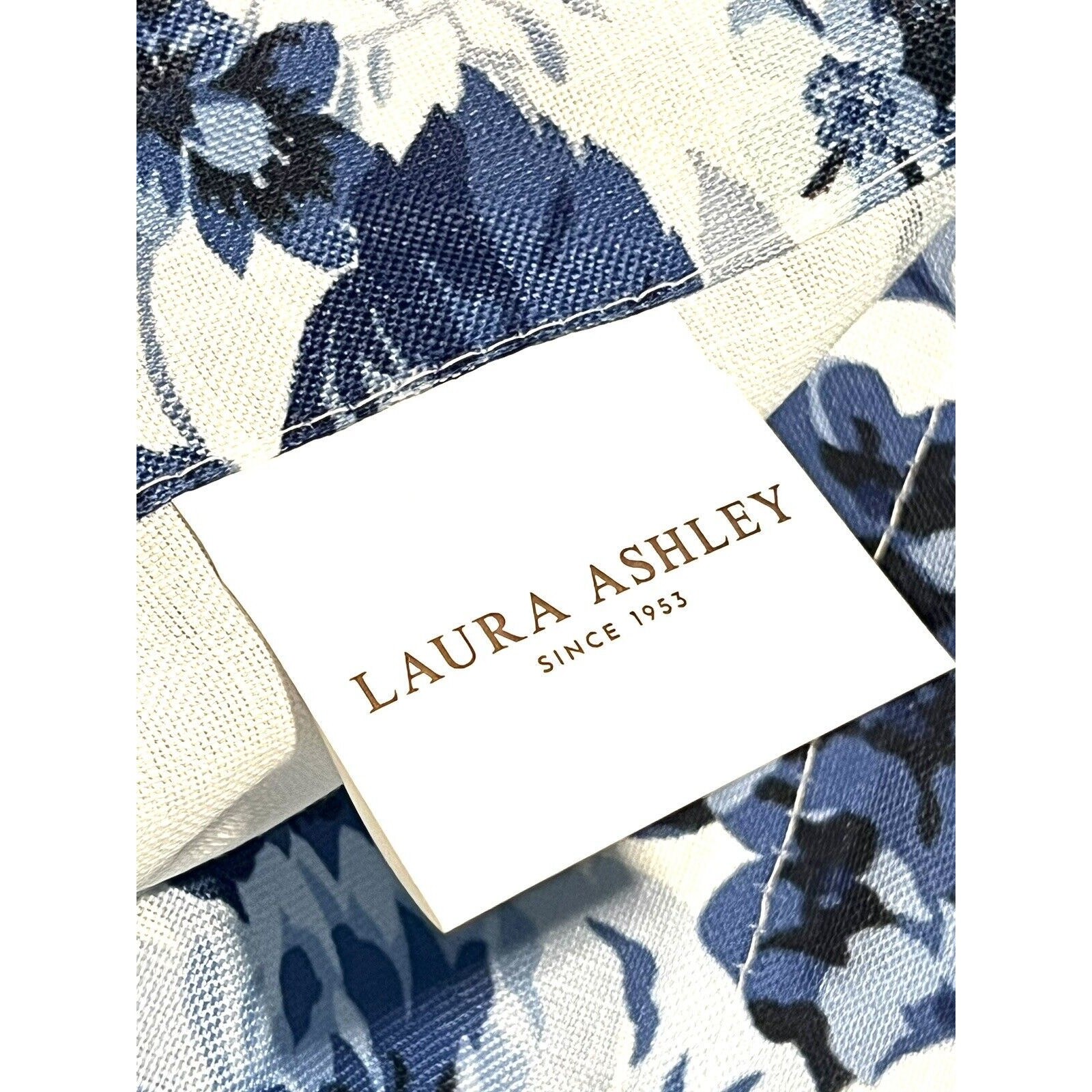 Laura Ashley Floral Blue White Roses Window Curtains 2 Panels 38×84” Joyce