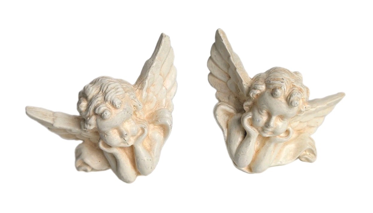 Vtg 5.75″Angel Cherub Curtain Hold Back Finial Door Handle Figurine Set of 2