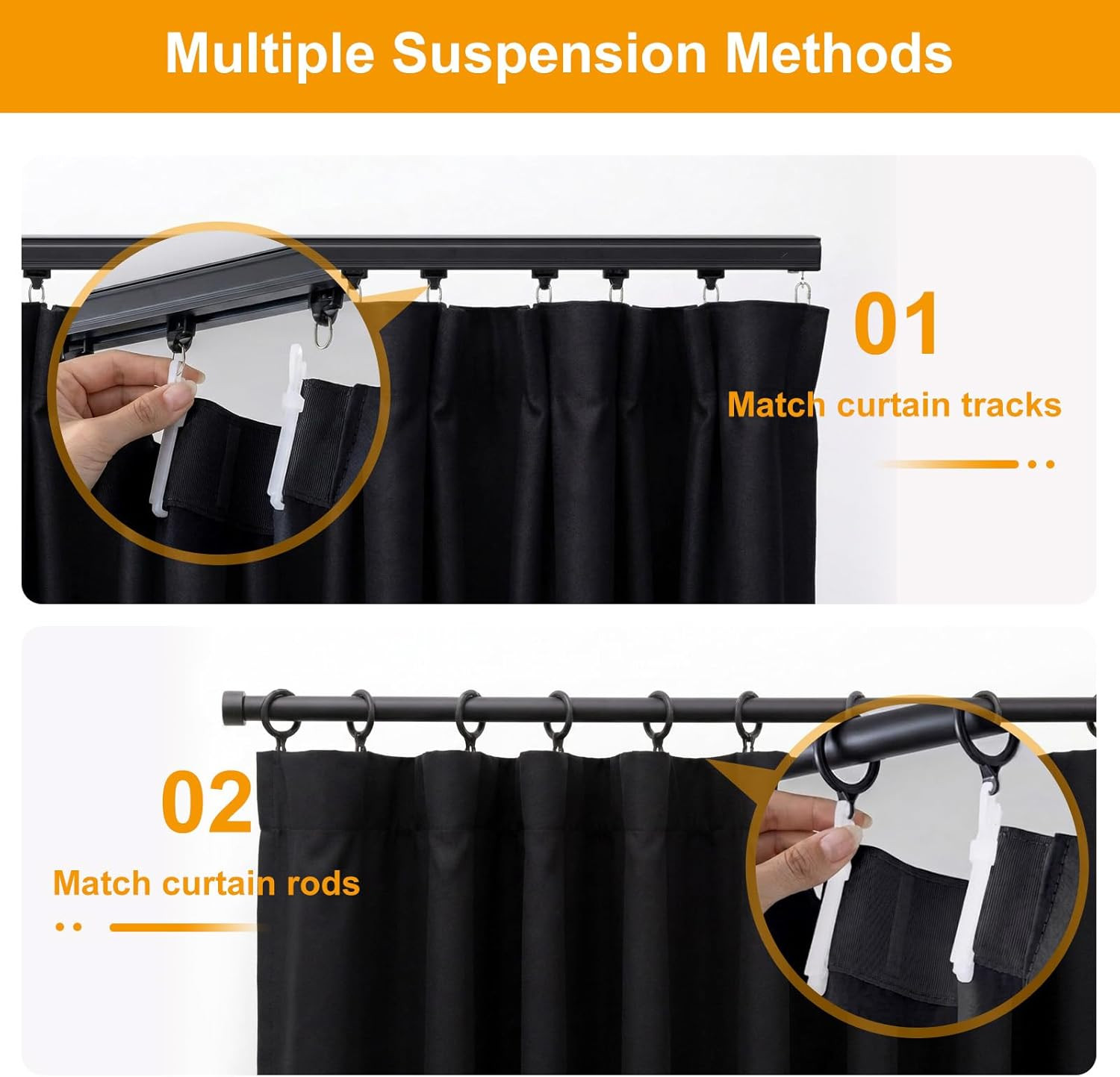 Hoeflife Room Divider Curtains Blackout Floor to Ceiling Curtain with Hook Wall