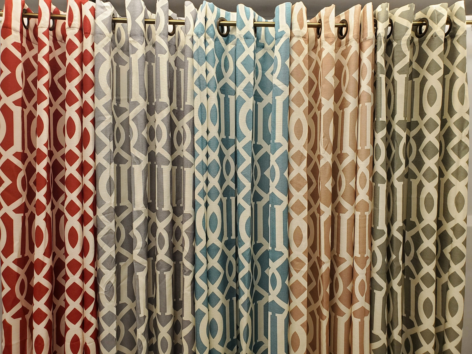 Kara Geometric Print Grommet Panel Pair 108”Wx84”L Fun Colors High Quality