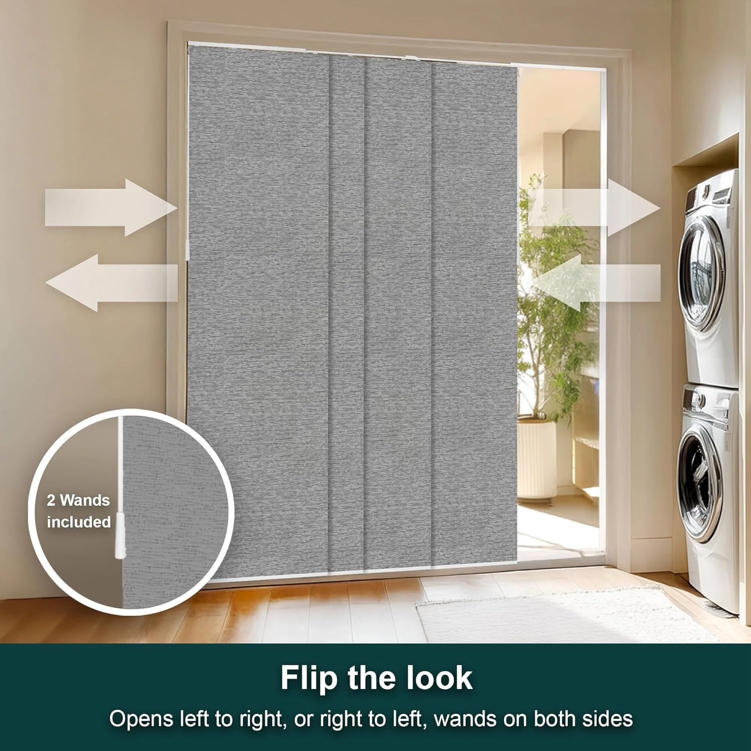Panel Track Blinds for Sliding Glass Doors, 4 Panel Sliding Panels, Adjustable T