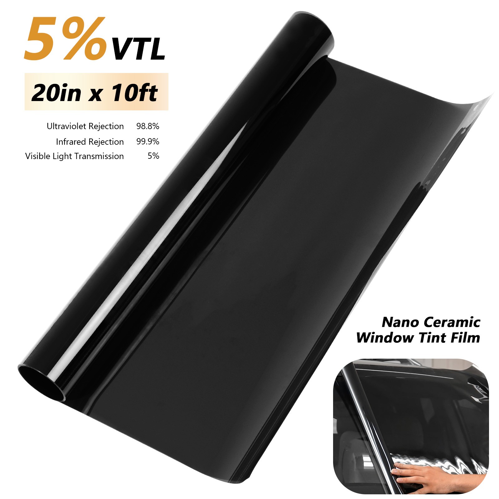 Nano Ceramic Window Tint Film for Car High Heat Rejection UV Block 5%/20%/35%VLT