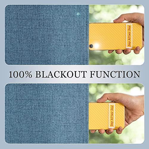 MIULEE Linen Texture Curtains for Bedroom Solid 100% Blackout Thermal Insulated