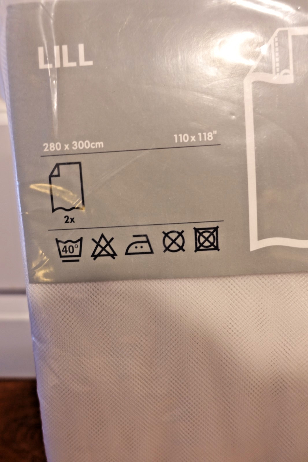 NEW! IKEA 110x118in LILL Sheer Curtain Panels White Polyester Netting -2 Panels