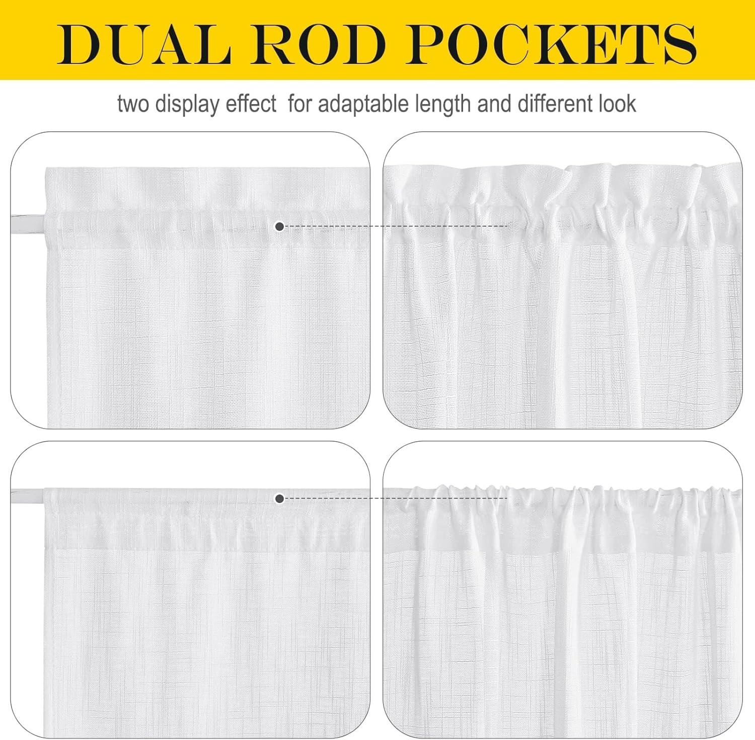 Sidelight Sheer Door Window Curtains – Semi multi size (Pack of 1) White
