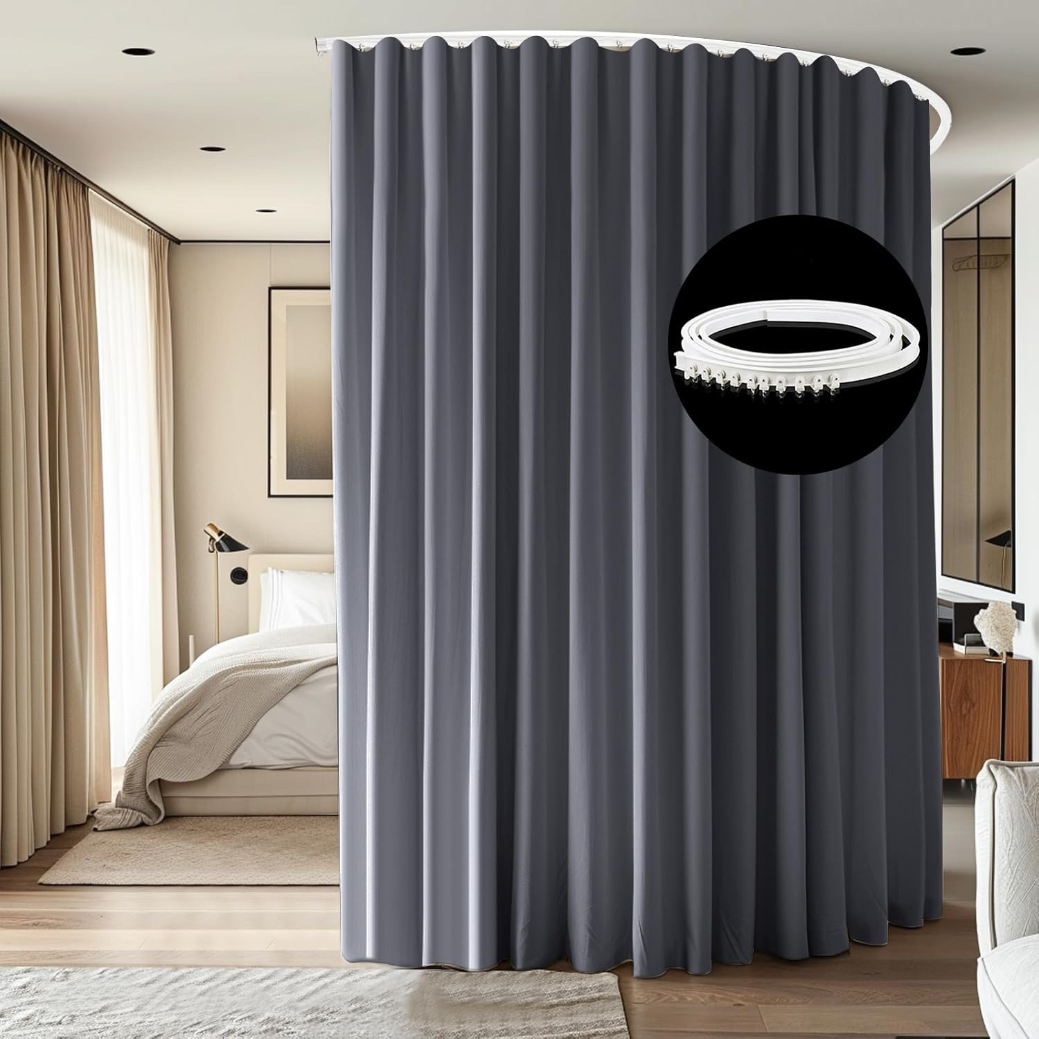 Room Divider Ceiling Mounted Curtains Track Sets Extra Wide Blackout Curtain