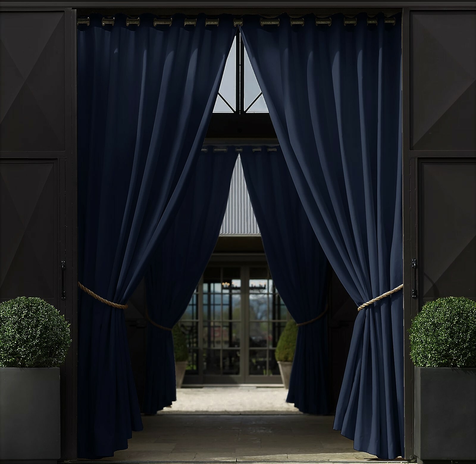 Restoration Hardware Outdoor Sunbrella Drapery Grommet NAVY 50×108 $249