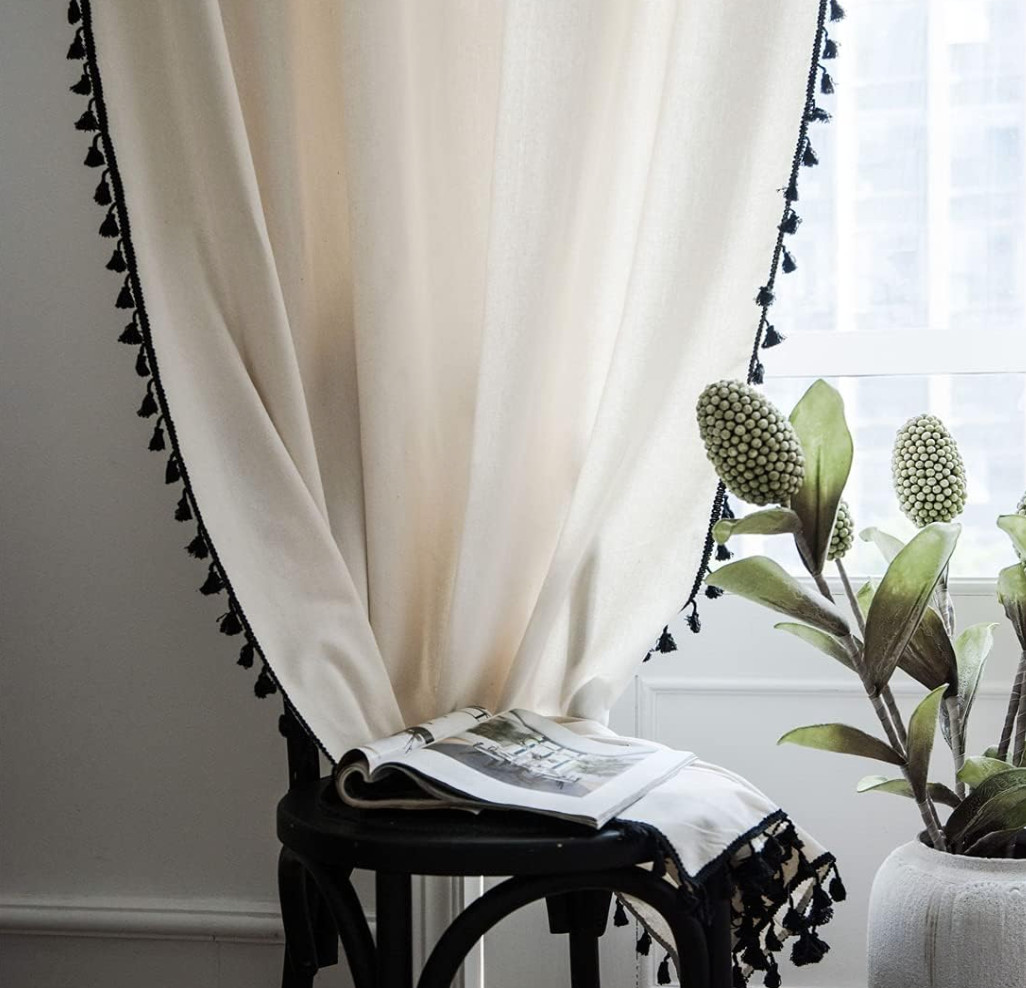 Beige Curtain Drape Half Dark Curtain Bedroom Living Room Eyelets 1 PACK