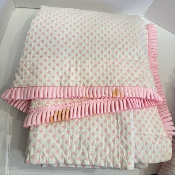 Pottery Barn Audrey Polka Dot CUSTOM Drapes Set 2 Pink Embroidered Chenille RARE