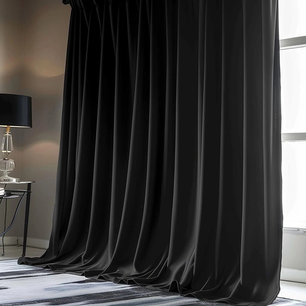 Stylish Black Ceiling Track Room Divider Curtains, Noise Reduction 100W x 84L