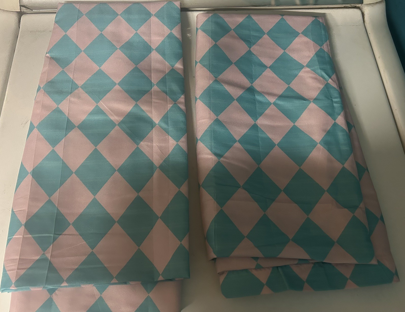 Geometric Curtains Retro 60s Kitchen Atomic Mid Century 2 Panel Set 28″ x 63″